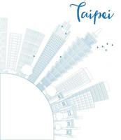 contorno do horizonte de taipei com marcos azuis e espaço de cópia. vetor