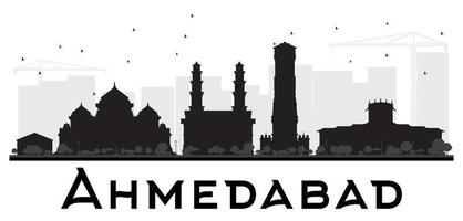silhueta preto e branco do horizonte da cidade de ahmedabad. vetor