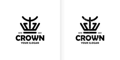 design de logotipo de coroa de arte de linha vetor