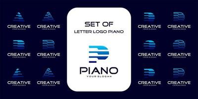 coleção de logotipo inicial com conceito de piano. logotipo de referência vetor