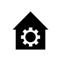 casa com roda dentada, vetor de ícone de configuração em casa