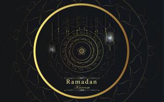 fundo de ramadan kareem com linha dourada vetor