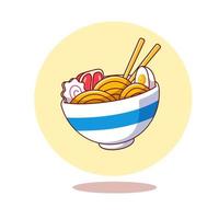 bonito desenho de macarrão ramen. ilustração vetorial vetor