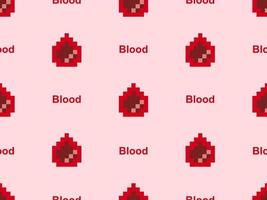 padrão perfeito de personagem de desenho animado de sangue no estilo de fundo rosa.pixel vetor