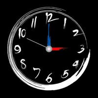 relógio de pincelada ilustração das 3 horas design de pincel de pintura vetor