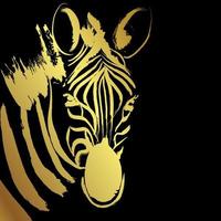 pintura dourada de pincelada zebra sobre fundo preto