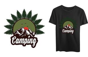 design de camiseta de acampamento vetor