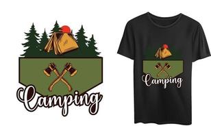 design de camiseta de acampamento vetor