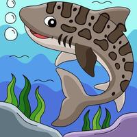 ilustração de desenhos animados coloridos de tubarão leopardo vetor