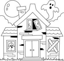 casa assombrada para colorir de halloween para crianças vetor