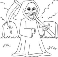 grim reaper halloween página para colorir para crianças vetor