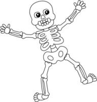 desenho para colorir de halloween de esqueleto dançando isolado vetor