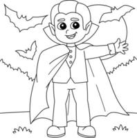 desenho de vampiro para colorir de halloween para crianças vetor