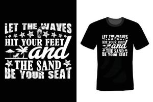design de camiseta de praia, vintage, tipografia vetor