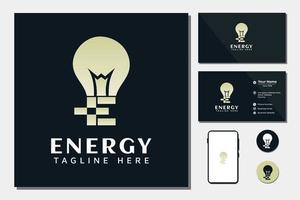 letra e com lâmpada para inspiração de design de logotipo vetor