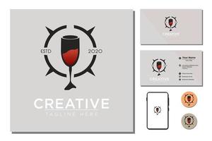 vinho tinto em vidro logotipo minimalista ilustração vetorial vetor