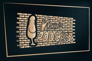 podcast vintage ou design de logotipo de rádio usando microfone