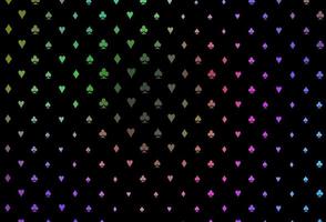 multicolor escuro, modelo de vetor de arco-íris com símbolos de pôquer.