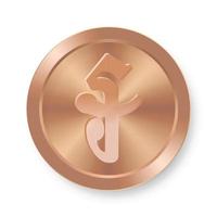 moeda de bronze de riel conceito de moeda da web na internet vetor