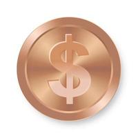 conceito de moeda de dólar de bronze de moeda de internet na web vetor
