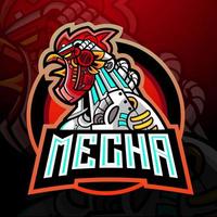 design de mascote de logotipo esport galo mecha vetor