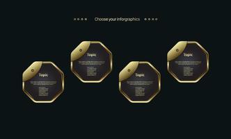conjunto de botões web ouro aço na cor de fundo preto em um design de fundo escuro vetor