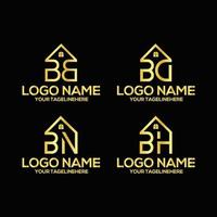 design de logotipo exclusivo do bb em vetor para imóveis, casa, propriedade, construção, construção, monograma elegante criativo. ícone premium do logotipo em casa de negócios. cor de luxo e fundo preto.