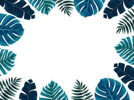 quadro tropical com folhas de bananeira, monstera e folhas de palmeira. ilustração vetorial. perfeito para cartões postais convites de casamento e cartazes. vetor