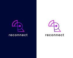 letra r com modelo de design de logotipo de conexão vetor