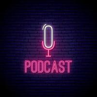 sinal de podcast de néon. vetor