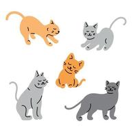 conjunto de gatos de personagens fofos, coleção de animais de estimação vetor