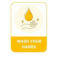 novo estilo de vida normal, após o período covid-19, conjunto de ícones de novos comportamentos normais, lave sua mão. vetor