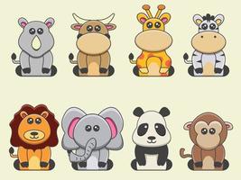 coleção de vetores de desenhos animados de animais fofos, vetor premium