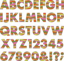 alfabeto de listra ondulada laranja verde rosa vetor
