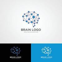 cérebro inteligência artificial logotipo desain vektor template gaya linear. teknologi ai konsep brainstorm logotype. vetor