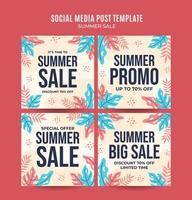 banner de web de venda de verão feliz para pôster quadrado de mídia social, banner, área de espaço e plano de fundo