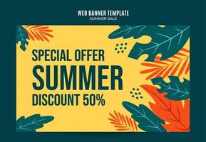 banner de web de venda de verão feliz para pôster de mídia social, banner, área de espaço e plano de fundo