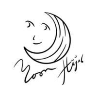 arte vetorial do logotipo do hijab da lua para menina muçulmana vetor