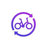 compartilhamento de bicicletas, logotipo do serviço de aluguel, ícone com uma bicicleta vetor