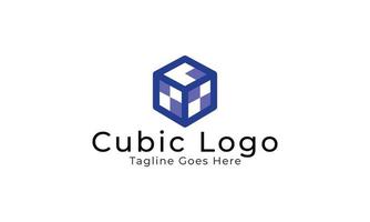 modelo de design de logotipo cúbico simples vetor