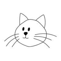 doodle retrato de gato. gatinho calmo, personagem fictício animal de linha isolado no branco. mão desenhada ilustração vetorial. vetor