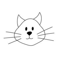 doodle retrato de gato. gatinho calmo, personagem fictício animal de linha isolado no branco. mão desenhada ilustração vetorial. vetor