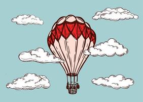balões de ar quente voando, ilustração desenhada à mão. vetor