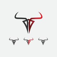 conjunto de cabeça de touro búfalo vetor de design de logotipo de mascote animal de vaca para esporte chifre búfalo animal mamíferos cabeça logotipo matador selvagem