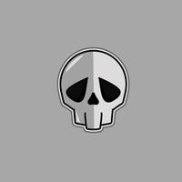 logotipo do crânio, ícone ou ilustração, vetor de esqueleto. papel de parede de design de mascote com fundo cinza no festival de halloween