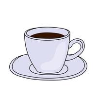 xícara de café ou chá de cerâmica desenhada à mão. vetor