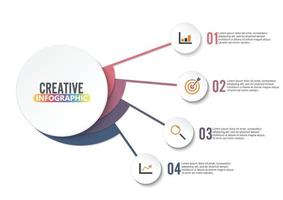 modelo de infográfico de vetor com etiqueta de papel 3d, círculos integrados. conceito de negócio com opções. para conteúdo, diagrama, fluxograma, etapas, peças, infográficos de linha do tempo, layout de fluxo de trabalho, gráfico