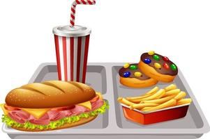 refeição de fast food em fundo branco vetor