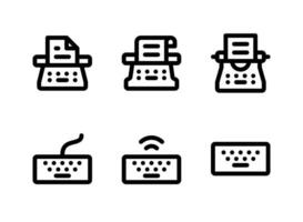 conjunto simples de ícones de linha de vetor relacionados à interface do usuário. contém ícones como máquina de escrever, teclado e muito mais.