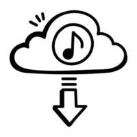 ícone de doodle acessível de download de música vetor